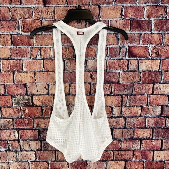 N2N Bodywear Men's Small White Sport Skin Mesh Stretch Singlet Wrestler - NWT - Picture 5 of 7